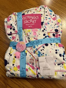 Victorias Secret Color Splash AFTER PARTY Flannel Pajama Set Pajamas NWT S 80's - Picture 1 of 4