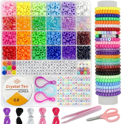 MAIQIEU 24 Color Pony Beads Bulk 1100 Pcs,Kandi Beads for Necklace Jewelry Makin