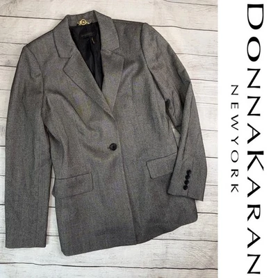 Donna Karan New York Women's Herringbone One Button Blazer Jacket Size 8 - Image 1 of 4