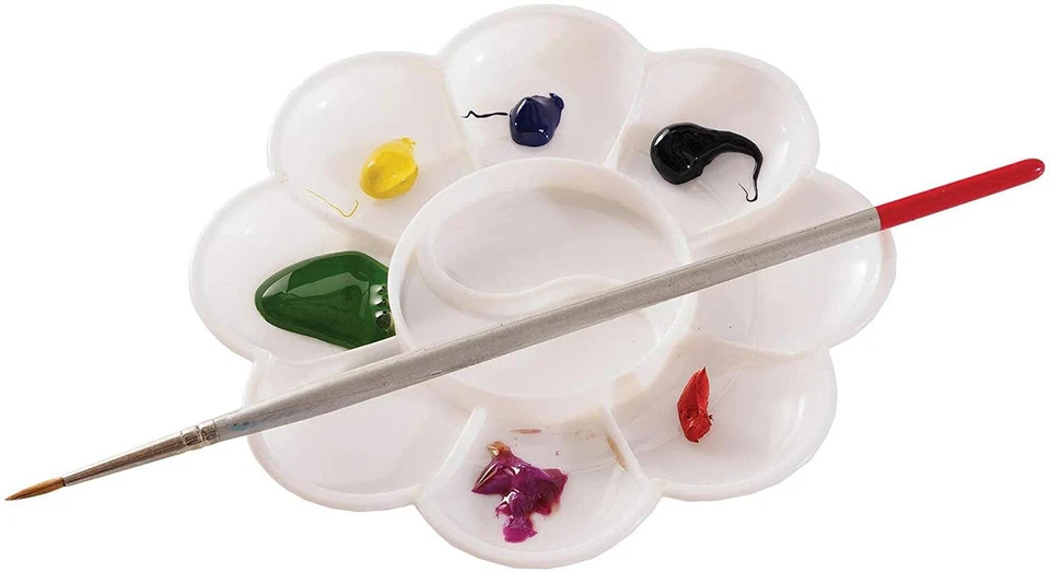 Frisk Plastic Daisy Mixing Palette - Watercolour - Acrylic - 12.5cm Diameter - Image 1 of 1