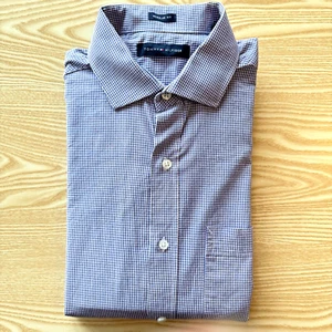 Camisa Tommy Hilfiger Mediana Para Hombre Azul Blanco 23" Pit-to-Pit Diseñador Moda Logo - Imagen 1 de 11