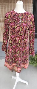 Hartstrings Sz 16 Corduroy Allover Floral Long Sleeve Modest Dress Ribbon Hem - Picture 1 of 6