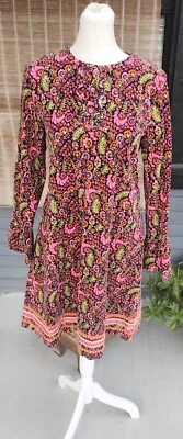 Hartstrings Sz 16 Corduroy Allover Floral Long Sleeve Modest Dress Ribbon Hem - Image 1 of 4