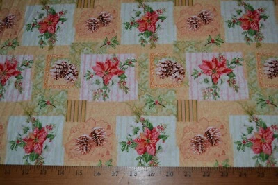Cotton fabric, Christmas motifs - poinsettias, 42" x 2.1 yards, preshrunk - Image 1 of 4