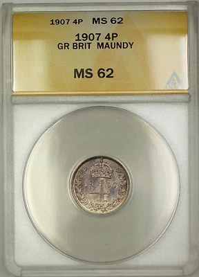 1907 Great Britain King Edward VII Maundy 4P Four Pence Silver Coin ANACS MS-62 - Image 1 of 2