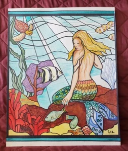 Mystical Sea Life Mermaid Local Artist Hand Drawn and Colored  14" x 11"  - Picture 1 of 10