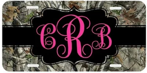 Camouflage Camo Pink Personalized Monogrammed License Plate Custom Auto Car Tag - Imagen 1 de 8