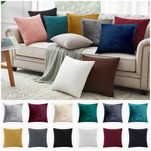 Crushed Velvet Cushion Covers OR Filled Cushions 18x18 Sofa Pillows Set Of 1,2,4 - Picture 1 of 179