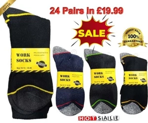12 & 24 Pairs Mens Thick heavy duty Work Socks Big Feet Comfort UK 10-13 Lot - Picture 1 of 6