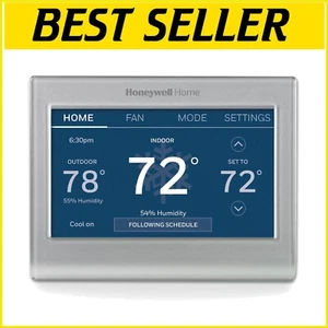 Elegant Silver Wi-Fi Thermostat with Touchscreen Control - Programmable Features - Picture 1 of 11
