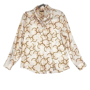 Zara Top Womens Small Pink Cream Satin Effect Blouse Long Sleeve High Neck - Picture 1 of 4