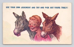 Donkey Comic - Use Your Own Judgement Try And Pick Out Yours Truly - Postcard - Picture 1 of 2
