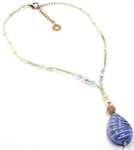 COLLANA ANTICA MURRINA VENEZIA, CO860A19, GOCCIA PENDENTE, AZZURRO ROSA - Imagen 1 de 5