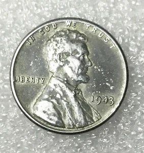 1943 Lincoln no mint mark US Wheat Steel Penny with Errors Coin - Bild 1 von 7