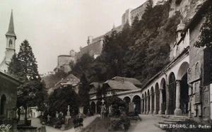 Salzburg Österreich RPPC Postkarte Anfang 1900 selten Kloster St. Peter Kirche Friedhof - Bild 1 von 6