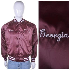 VINTAGE US Georgia Satin Varsity Jacket S College University Bomber Letterman - Picture 1 of 8