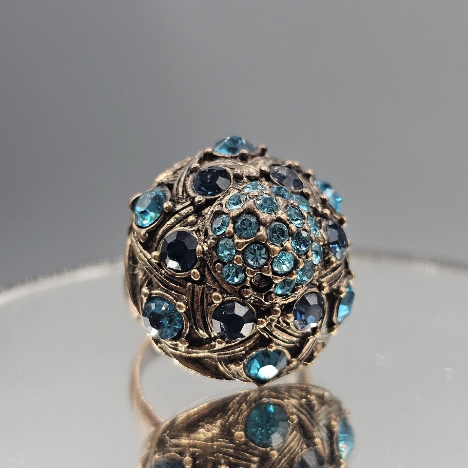 Anillo Cúpula Chicos Tonos Latón Estrás Azul Puño Talla 7 Foto 1 de 4