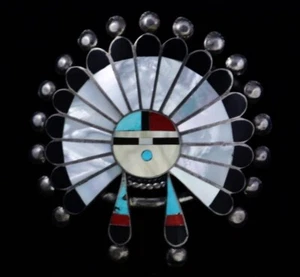 Armband um 1970 Zuni Sunface Inlay - Bild 1 von 5