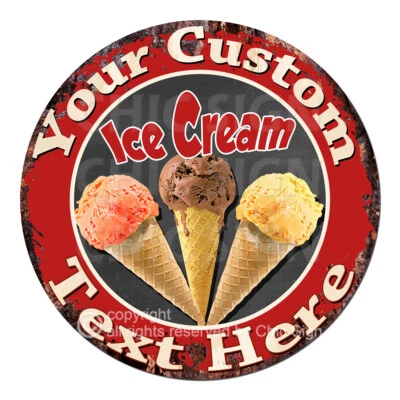 CP-0163 ANY NAME'S Custom Personalized Ice Cream Cone Metal Sign Decor Gift idea - Image 1 of 2