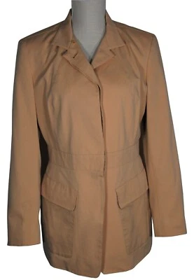 Chaqueta Donna Karan Signature Beige Algodón Un Pecho Botón Oculto Talla 8 Foto 1 de 4