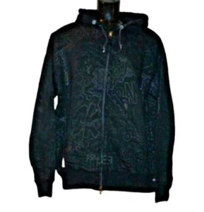 RARE 10 Deep Men's Full Zip Black BAM POW Graffiti Hoodie Sweatshirt Jacket - Picture 1 of 8