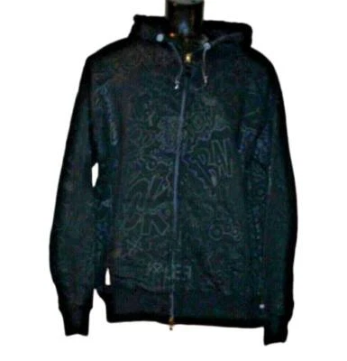 RARE 10 Deep Men's Full Zip Black BAM POW Graffiti Hoodie Sweatshirt Jacket - Image 1 of 4
