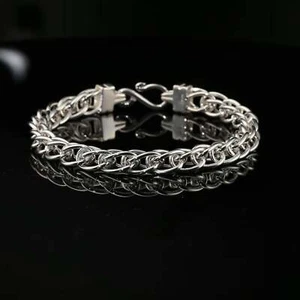 Pulsera de cadena bizantina de plata esterlina con cierre de gancho, 8,75", unisex - Imagen 1 de 5