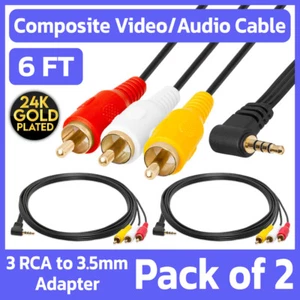 Confezione da 2 confezioni da 3,5 mm cavo da mini AV a 3RCA 6 piedi cavo audio video adattatore video TV - Foto 1 di 7