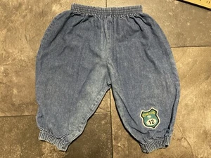 Vintage Carter’s Denim Pants Joggers Size 12-18 Months Elastic Waist Blue 90s - Picture 1 of 9