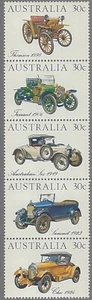 1984 Australian Last MNH Tenant Strip Set 5x30c - Veteran & Vintage Cars Stamps. - Picture 1 of 1