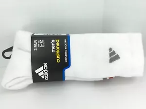 Men's ADIDAS Brand White Red Gray Athletic Crew Socks - 3 PACK - $28 MSRP - Picture 1 of 7
