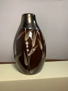 Ceramic Vase Brown And Gold 5" Porcelain - Picture 1 of 7