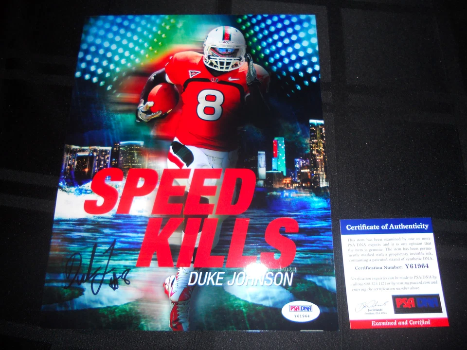RANDY "DUKE" JOHNSON MIAMI HURRICANES SIGNED 8X10 PHOTO PSA/DNA COA Y61964 - Image 1 of 1