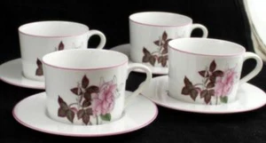 Block Western Rose Lot of 4 Cup and Saucer Sets - Picture 1 of 6