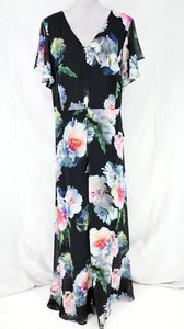 Adrianna Papell Jumpsuit Dress Plus 24W Black Pants Floral Skirt Chiffon New - Picture 1 of 16