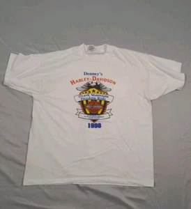 Dennys Ozark Harley Davidson Vintage 1998 90s Mens Xl Shirt Graphic Priny Logo - Picture 1 of 13