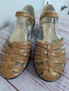 NIB Softspots Womens 10 Wide Tatianna Light Tan Leather Sandal Heel - Picture 1 of 8