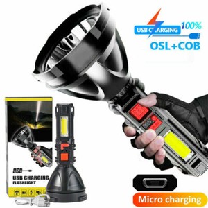 LED Tactical Hiking Camping Flashlight Torch Super Bright USB Rechargeable Light