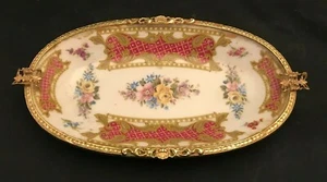 PORCELAIN FLORAL ASHTRAY CIGARETTE HOLDER 9X5" - Picture 1 of 2
