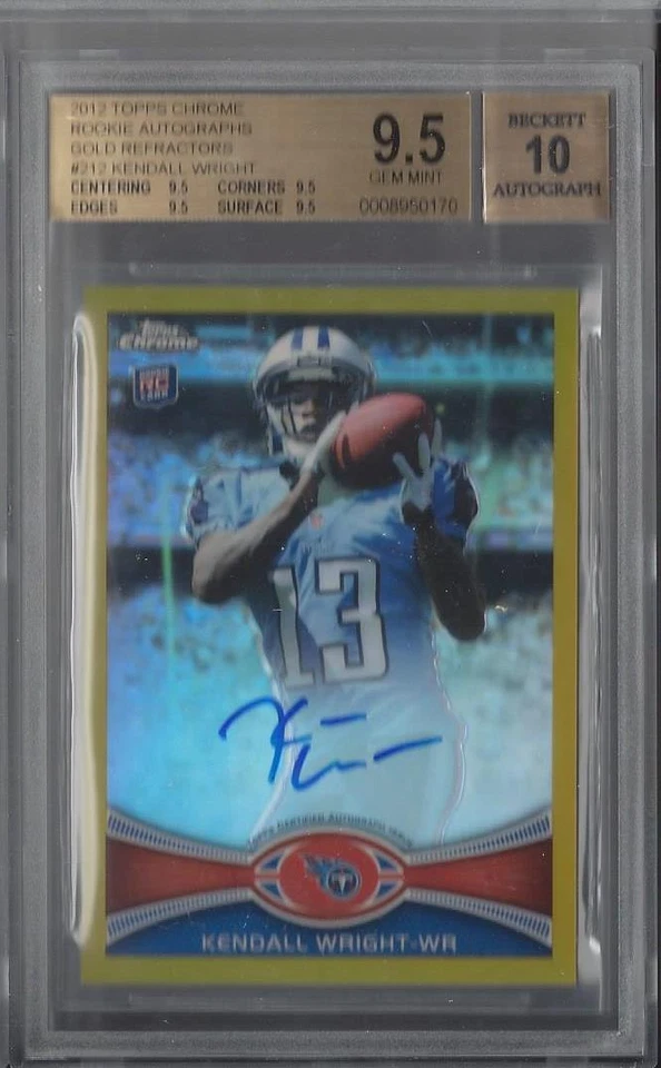 KENDALL WRIGHT 2012 TOPPS CHROME GOLD REFRACTOR ON CARD AUTO RC /10 BGS 9.5 POP1 - Image 1 of 1