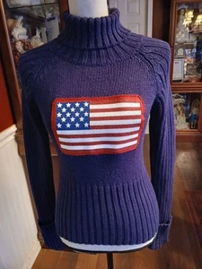 Suéter para mujer Sheep by Next Era pequeño púrpura cuello alto con bandera americana - Imagen 1 de 8