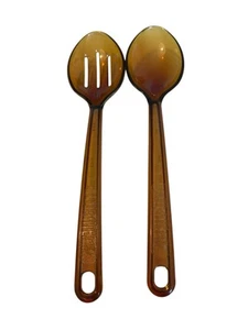Vintage ULTRATEMP Slotted and Serving Spoon Amber Utensils For Corning Ware - Picture 1 of 8
