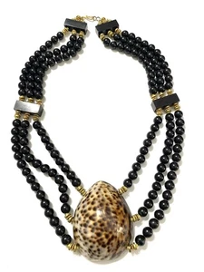 Vintage Gerda Lynggaard Monies inspirierte Kaurimuschel mehrere Strang Latz Halskette riesig - Bild 1 von 18