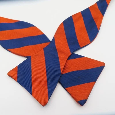 Gravata borboleta Robert Talbott listrada azul laranja Repp 2,5" de largura auto gravata seda - Imagem 1 de 3