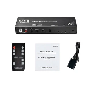 HDMI Switch 4X2 With Audio Separation 4K@60Hz HDMI Switcher With ARC Function - Picture 1 of 12