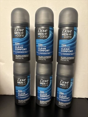 6x Dove Men+Care Clean Comfort 72 Hr Dry Spray Antiperspirant Travel Exp 4/27 - Image 1 of 4