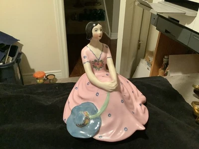 Vintage FULPER Pottery 1940s Boudoir Lamp Lady Fig Original Hardware Works - Image 1 of 4