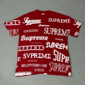 Supreme Multi Logo T shirt Adult Large Red AOP All Over Print Tee Streetwear - Picture 1 of 11