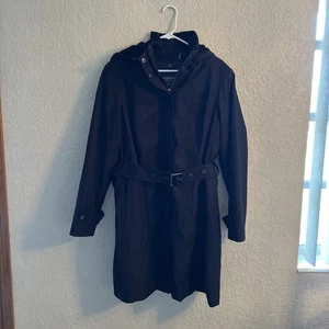Trench coat Kristen Blake nero con cappuccio 1X con fodera trapuntata rimovibile usato in ottime condizioni - Foto 1 di 10