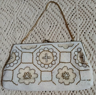 Vintage Bag By Debbie White Beaded Evening Bag Gold Hardware - Image 1 of 4